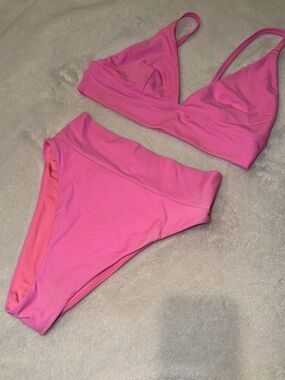 Women’s Pink Bikini Set - Triangle Top & High-Cut Bottom